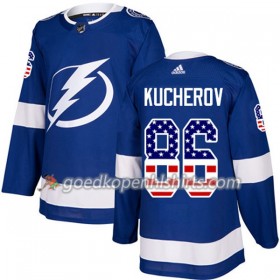 Tampa Bay Lightning Nikita Kucherov 86 Adidas 2017-2018 Blauw USA Flag Fashion Authentic Shirt - Mannen